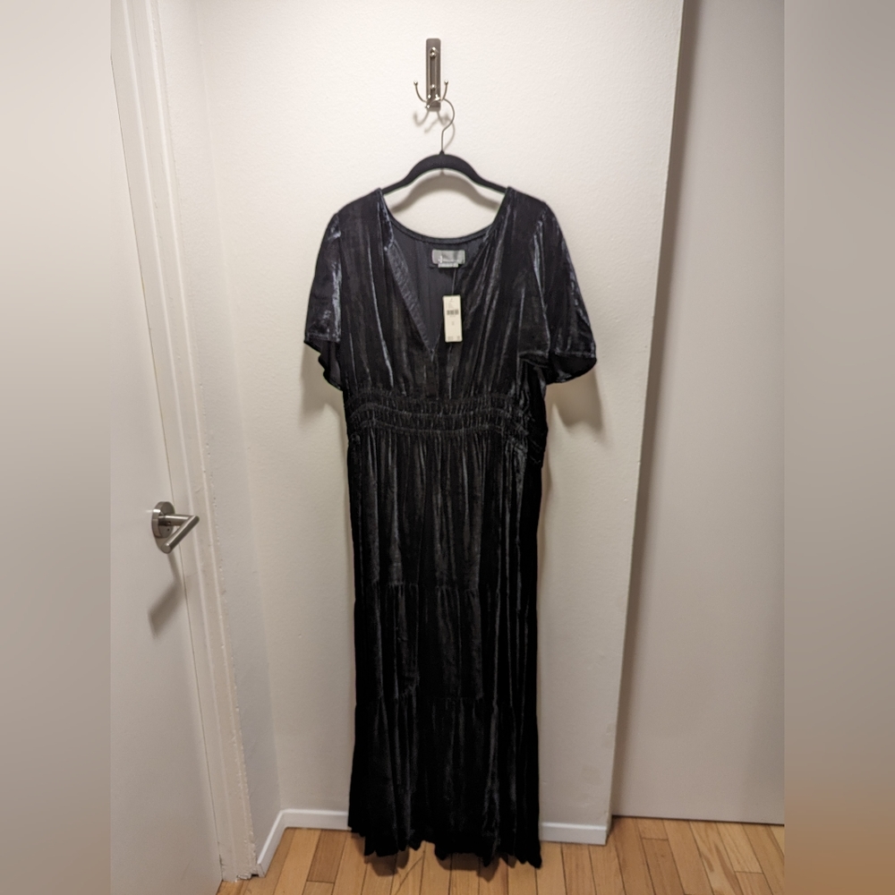 NWT Anthropologie Somerset black velvet maxi dress